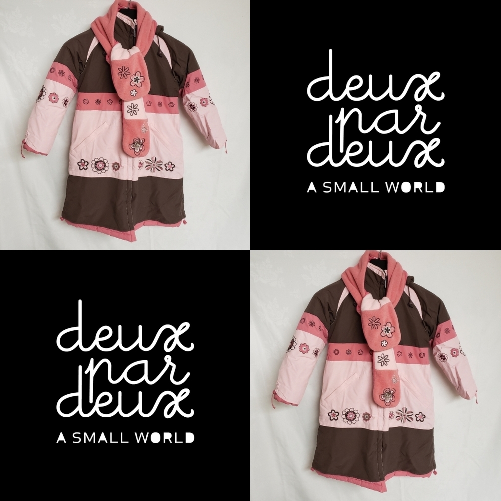 Deux Par Deux Long Winter Coat with Scarf